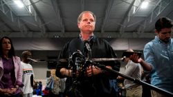 BIRMINGHAM, AL - NOVEMBER 18: Democratic candidate for U.S. Senate Doug Jones takes questions from reporters at a fish fry campaign event at Ensley Park, November 18, 2017 in Birmingham, Alabama. Jones has moved ahead in the polls of his Republican opponent Roy Moore, whose campaign has been rocked by multiple allegations of sexual misconduct. (Photo by Drew Angerer/Getty Images)