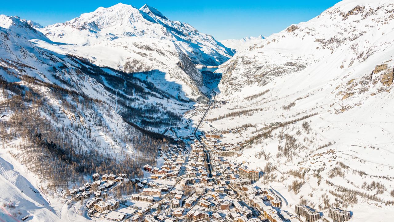 Val d'Isere shares an extensive ski area with neighboring Tignes in the French Alps.