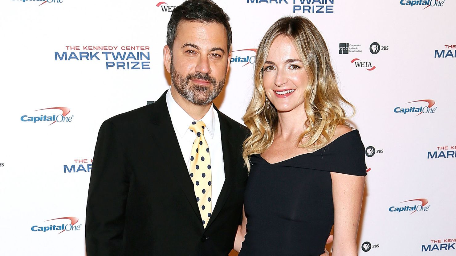 Jimmy Kimmel and his wife Molly McNearney arrive to the 2017 Mark Twain Prize for American Humor at The Kennedy Center on October 22 in Washington.