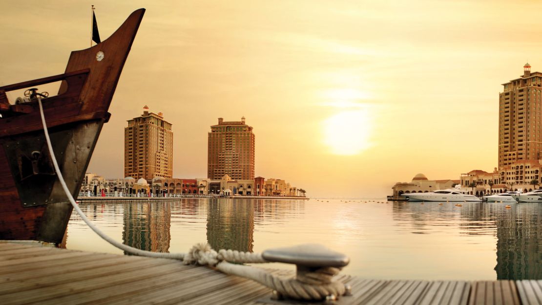 The Pearl -- an artificial island off the coast of Doha.