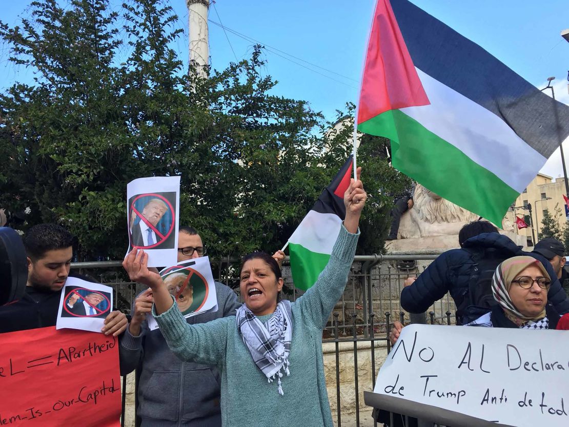 Rania came to al-Manara square on Thursday to join others in calling for a Palestinian uprising.