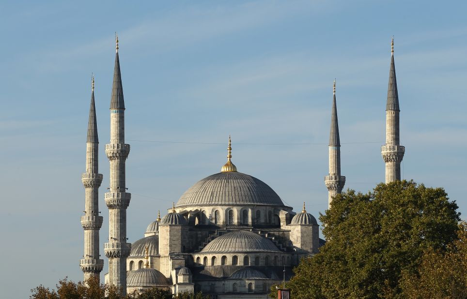 The Sultan Ahmet Mosque -- otherwise known as the "Blue Mosque" -- in Istanbul dates from the early 17th century and is a symbol of Ottoman might. Located across from the Hagia Sophia, it combines Byzantine and Islamic aesthetics. Doug Chiang's <a href="https://i.pinimg.com/originals/46/ce/cc/46cecc74b582c4ed4387bd856e498e8c.jpg" target="_blank" target="_blank">concept art</a> for Theed's cliff-edge palace contains many of the same features, including a minaret-like tower.