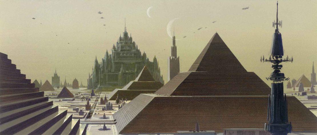 One of Ralph McQuarrie's original paintings of Had Abbadon, a planet that would become Coruscant.