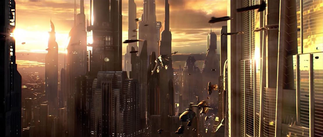 Reat says the city planet Coruscant (Pictured in "Episode III: Revenge of the Sith") was inspired by Trantor, a planet dreamed up by sci-fi author Isaac Asimov in the 1940s.