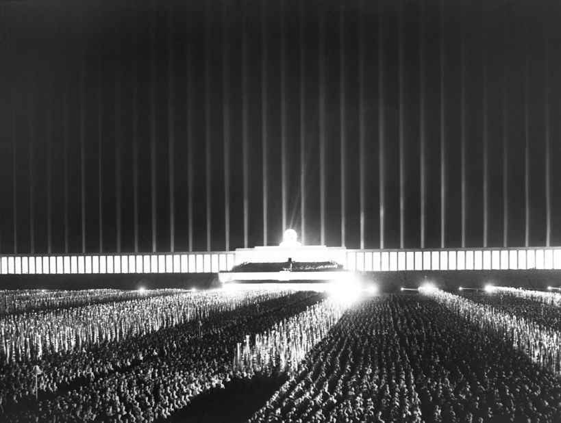 The "Cathedral of Light" was the name given to the practice of turning anti-aircraft searchlights to the sky en masse at the Zeppelin Field at Nuremberg. The visual spectacle was described as "<a href="https://books.google.co.uk/books?id=ORGhCgAAQBAJ&printsec=frontcover&dq=Martin+Kitchen,+Speer:+Hitler%27s+Architect&hl=en&sa=X&ved=0ahUKEwjf-orgt_jXAhWGalAKHT4bBagQ6AEIKTAA#v=onepage&q=Nevile%20Henderson&f=false" target="_blank" target="_blank">both solemn and beautiful</a>" by British ambassador Nevile Henderson. Pictured is one such instance in September 1937.