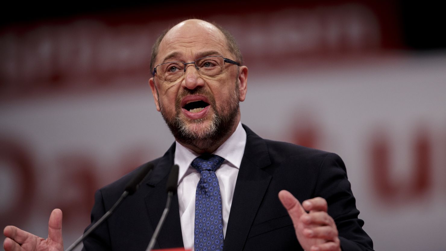 Martin Schulz, leader of Germany's Social Democrats, speaking to party delegates in Berlin on Thursday