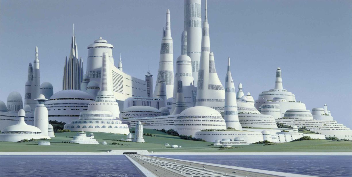 "George was actually one of the ultimate recyclers of concept art," says Szostak. This McQuarrie painting shows an early version of Alderaan, which was at one time imagined as an Imperial City. Another unused McQuarrie Imperial City<a href="http://starwarsblog.starwars.com/wp-content/uploads/sites/6/2014/01/13-ImperialCity.png" target="_blank" target="_blank"> looked a lot like Cloud City</a>, and later on the two would be combined.