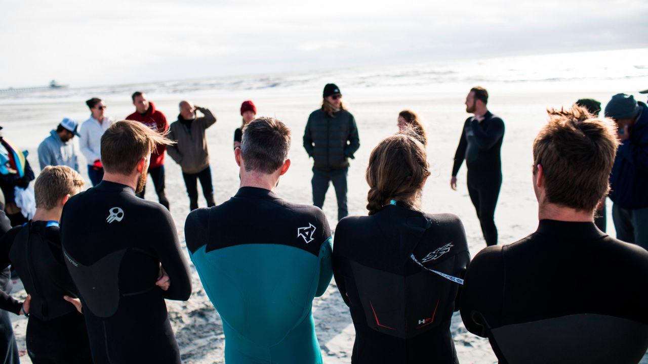 The group has found that having therapy on the beach makes it more approachable for veterans. They aren't required to participate if they're not ready, but they are encouraged to work with the organization's therapist.