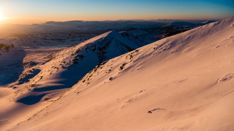 <strong>Lapland lines: </strong>"When I was about 20 and just starting out, I spent a few seasons in Riksgr?nsen, the most northern ski area in Swedish Lapland. The area is unique and the soft, Arctic light is a dream. I try to return at least once every winter. This photo was taken from a helicopter while filming and shooting for an all-female ski documentary called Between (by Shades of Winter). The skier is Sandra Lahnsteiner from Austria, who also produced the movie." -- <em>Mattias Fredriksson. </em>