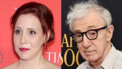 Dylan Farrow, left, and Woody Allen, right.