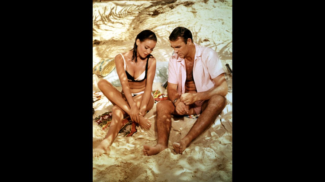 Claudine Auger and Connery in a scene from "Thunderball." Connery's attractive female co-stars in the series became known as "Bond girls."