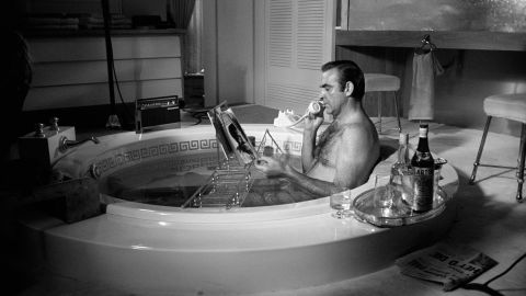 Connery rehearses a scene in the 1971 Bond film "Diamonds Are Forever."