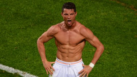 Cristiano Ronaldo was widely mocked for this celebration scoring Real Madrid's inconsequential fourth goal in the UEFA Champions League Final against Atletico (Photo by Lars Baron/Getty Images)