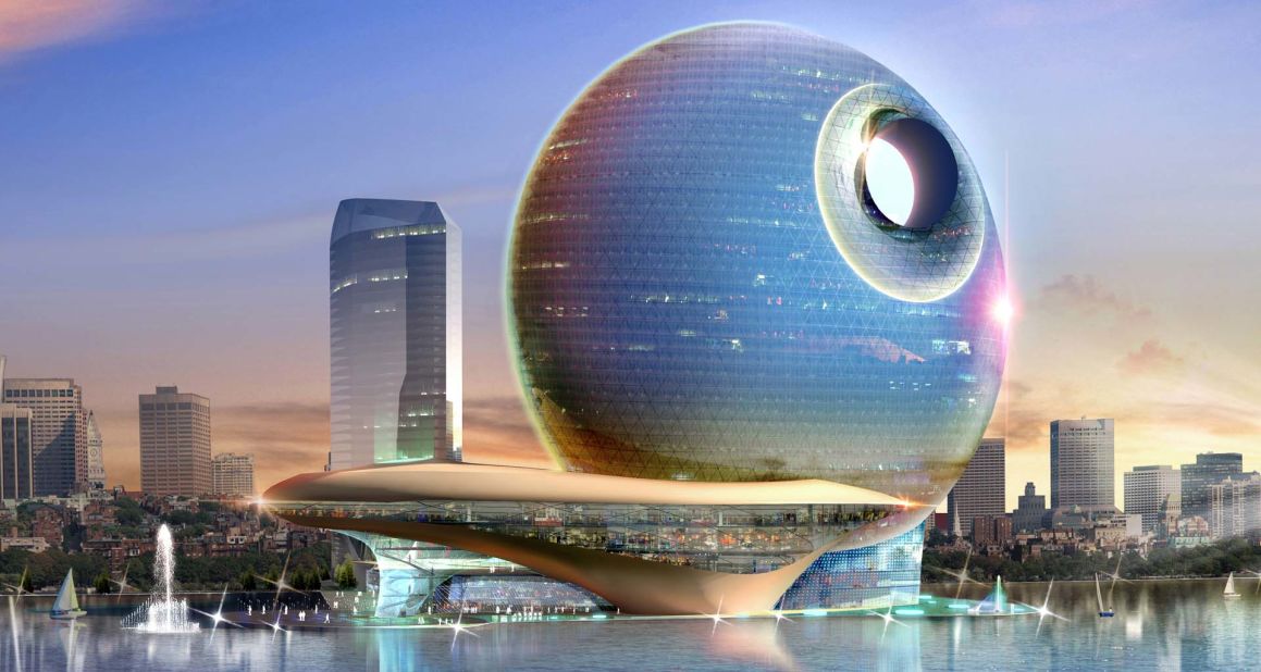 The Full Moon Hotel by <a href="http://www.heerim.com/project/view?id=538&lang=en" target="_blank" target="_blank">Heerim Architects</a> drew instant comparisons with the Death Star when renders hit the internet in 2007. The hotel, planned for Baku, Azerbaijan, wouldn't have been out of step with the city -- it's home to a bevvy or intriguing architecture -- but to date the building sadly remains unrealized. 