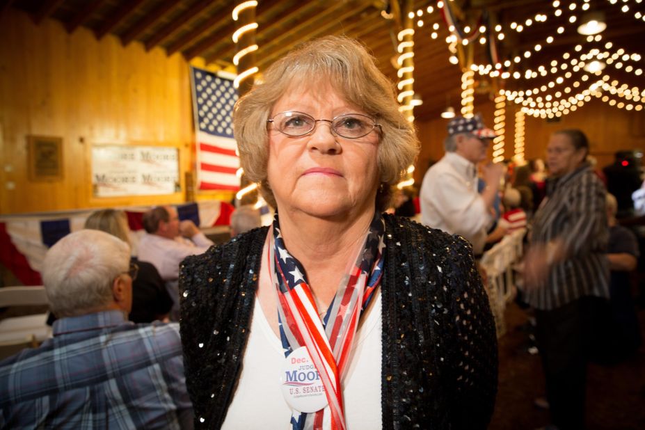 Kay Day, a volunteer for the Roy Moore campaign, said she felt the last few weeks had invigorated Moore's supporters, who don't believe the accusations against him - "People are just energized the last two weeks because we found out that our people are strong, stable and they're unmovable."