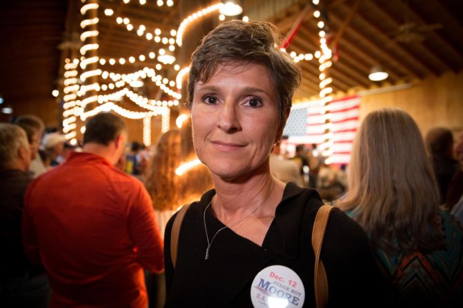 Lisa Rapp, 48, of Fairhope was at Roy Moore's event and told CNN she had her own experience with sexual assault and wanted to believe the women accusing Roy Moore, but ultimately felt she wasn't sure she did - "I know for a fact how Roy Moore is going to vote when it comes to protecting unborn babies. I don't know for a fact these women are telling the truth."