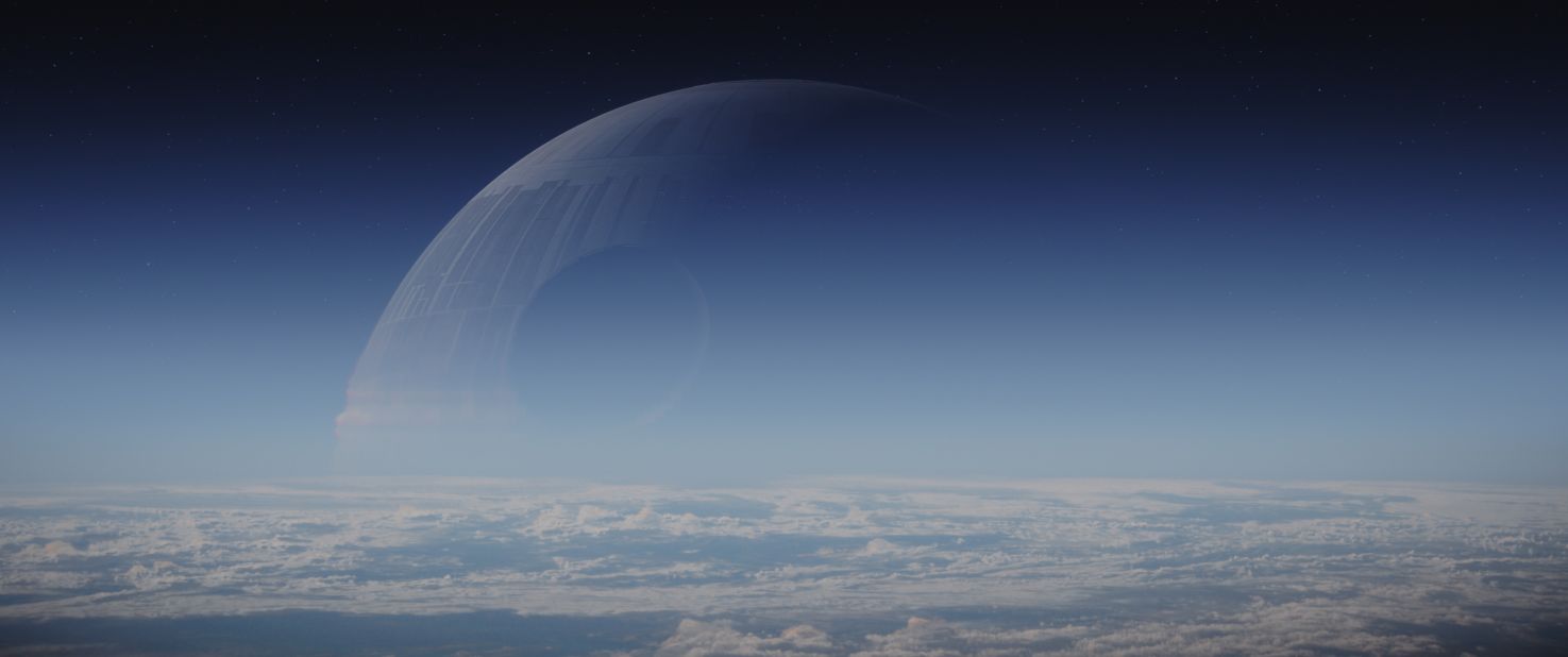 The Death Star in "Rogue One: A Star Wars Story." Not originally conceived as spherical, it took its shape after production designer John Barry added a curve to the lengthy corridors requested by Lucas.