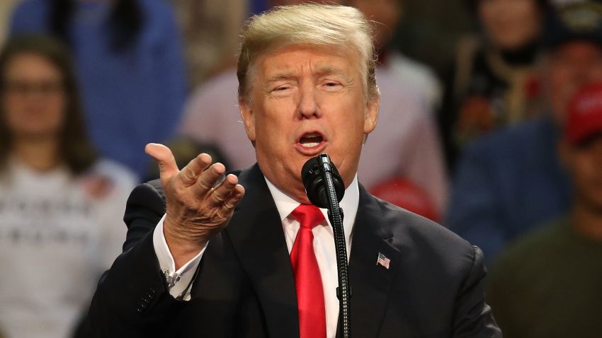 PENSACOLA, FL - DECEMBER 08:  U.S. President Donald Trump speaks during a rally at the Pensacola Bay Center on December 8, 2017 in Pensacola, Florida.  Mr. Trump was expected to further endorse Alabama Republican Senatorial candidate Roy Moore who is running against Democratic challenger Doug Jones in the adjacent state.  (Joe Raedle/Getty Images)
