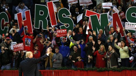 President Donald Trump waves to supporters during a rally in Pensacola, Fla., Friday, Dec. 8, 2017. (AP Photo/Jonathan Bachman)
