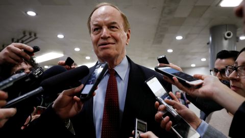 Sen. Richard Shelby of Alabama speaks with reporters on Capitol Hill in Washington, in December 2017. 