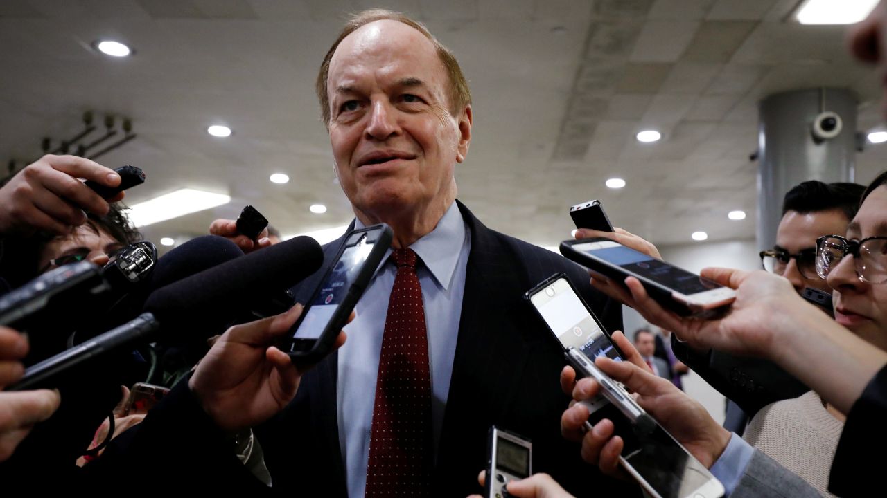 Sen. Richard Shelby of Alabama speaks with reporters on Capitol Hill in Washington, in December 2017.