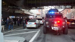 Police and other first responders respond to a reported explosion at the Port Authority Bus Terminal on December 11, 2017 in New York.
New York police said Monday that they were investigating an explosion of "unknown origin" in busy downtown Manhattan, and that people were being evacuated. Media reports said at least one person had been detained after the blast near the Port Authority transit terminal, close to Times Square.Early media reports said the blast came from a pipe bomb, and that several people were injured.
 / AFP PHOTO / Bryan R. Smith        (Photo credit should read BRYAN R. SMITH/AFP/Getty Images)