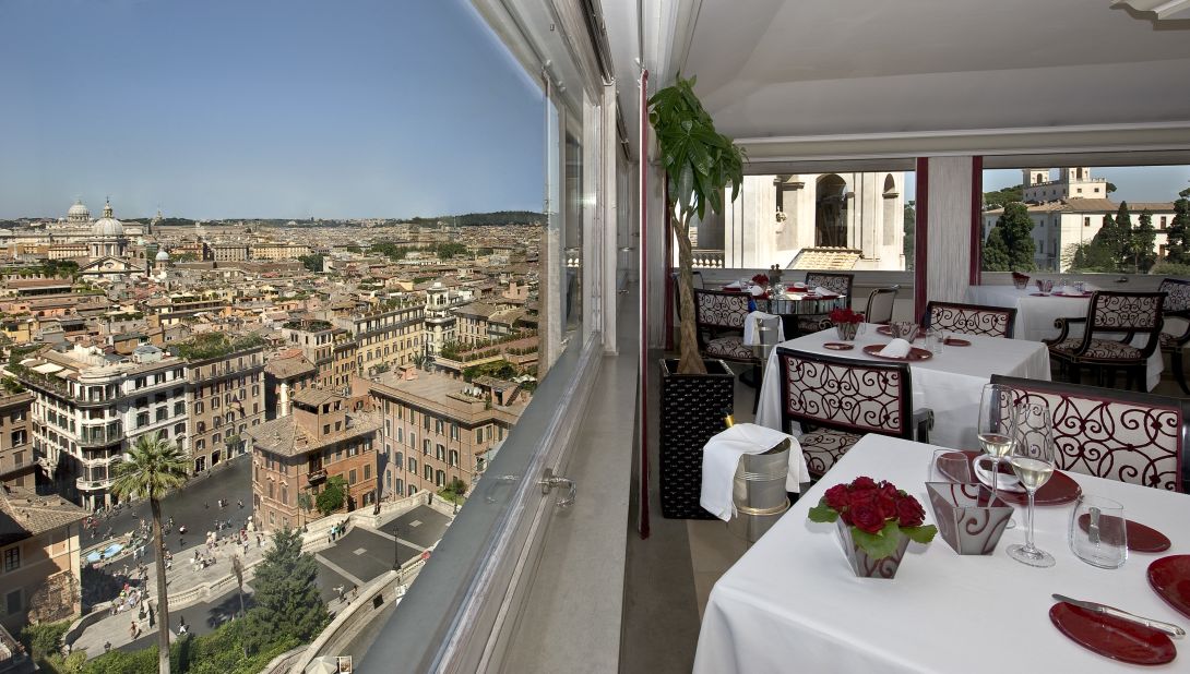 <strong>The Hassler, Rome, Italy:</strong> In an enviable position at the top of the Spanish Steps, The Hassler has a great restaurant to match --  Imàgo. Naples-born chef Francesco Apreda mixes his experience working in Japan with Italian cuisine. 