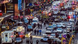 Law enforcement officials work following an explosion near New York's Times Square on Monday, Dec. 11, 2017. Police said a man with a pipe bomb strapped to his body set off the crude device in a passageway under 42nd Street between Seventh and Eighth Avenues. (AP Photo/Andres Kudacki)