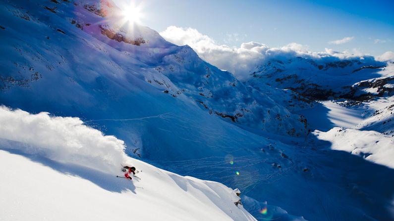 <strong>Powder paradise: </strong>They're two of the world's best ski photographers, but shooting elite athletes in spectacular mountains is all in a day's work for Swedes <a href="https://www.instagram.com/oskar_enander/?hl=en" target="_blank" target="_blank">Oskar Enander</a> and <a href="https://www.instagram.com/mattiasfredrikssonphotography/?hl=en" target="_blank" target="_blank">Mattias Fredriksson</a>, whose images are showcased in this gallery. For Enander, though, it's a bit harder. He's color blind. "I work a lot with shadows, and dark and light," he tells CNN. This image is Lars Windlin in Engelberg, Switzerland, Enander's adopted home. "This is kind of a classic shot but I like it because of the dramatic clouds, the way the tracks in the background draw your eye down to the lake, the beautiful light, great snow and the shadows." -- <em>Oskar Enander.</em>