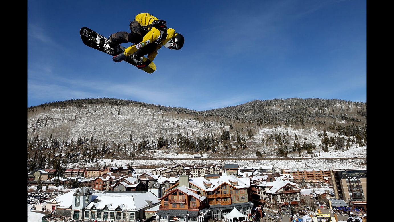 Japanese snowboarder Hiroaki Kunitake trains before a Big Air competition in Copper Mountain, Colorado, on Friday, December 8.