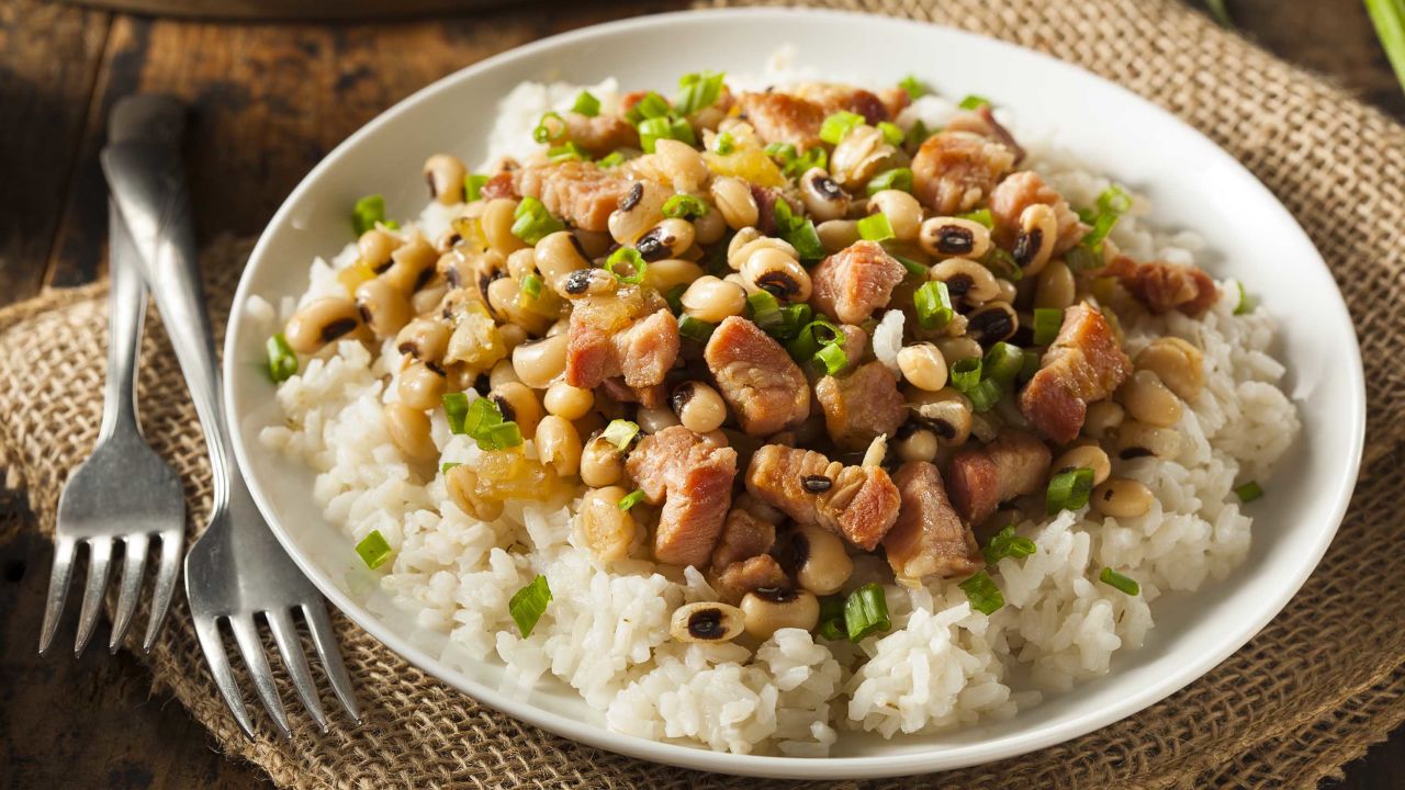 Field peas or black-eyed peas are the base for Hoppin' John.