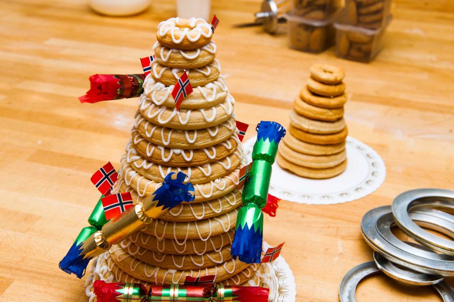 Kransekage is a tasty tower composed of concentric rings of cake. They are made for New Year's Eve and other special occasions in Denmark and Norway.