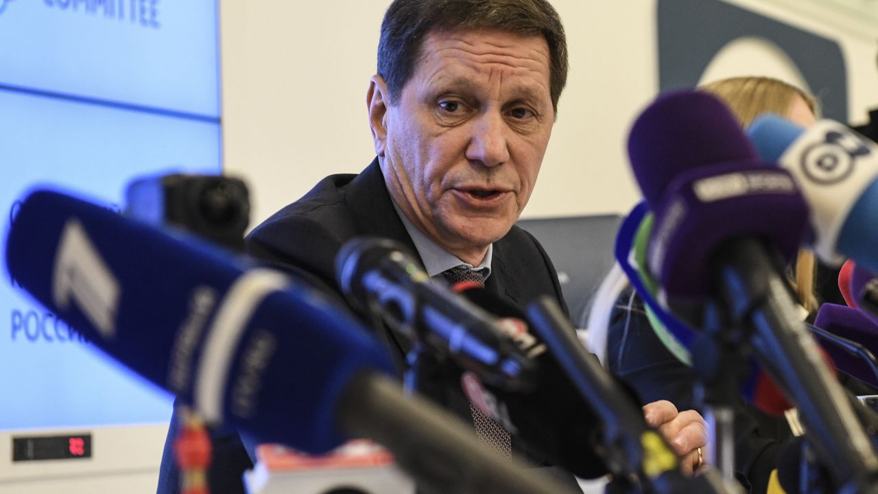 Zhukov speaking at a press conference on Tuesday