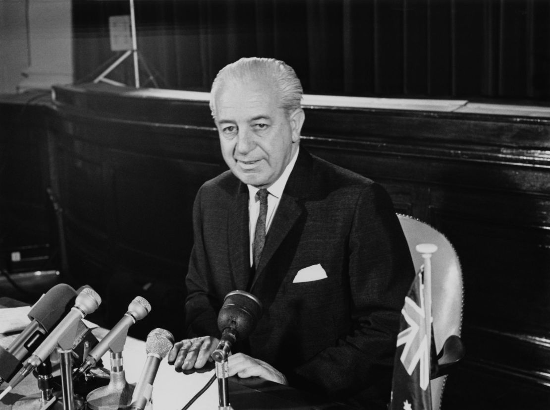 Australian Prime Minister Harold Holt during an official visit to London, July 7, 1966.