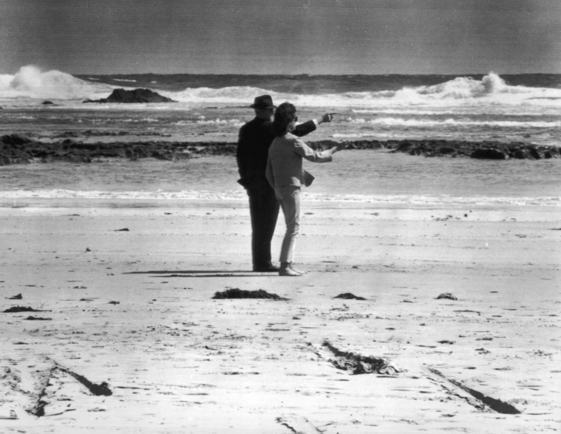 Mrs Gillespie points to the place she last saw Australian Prime Minister Harold Holt in December 1967.