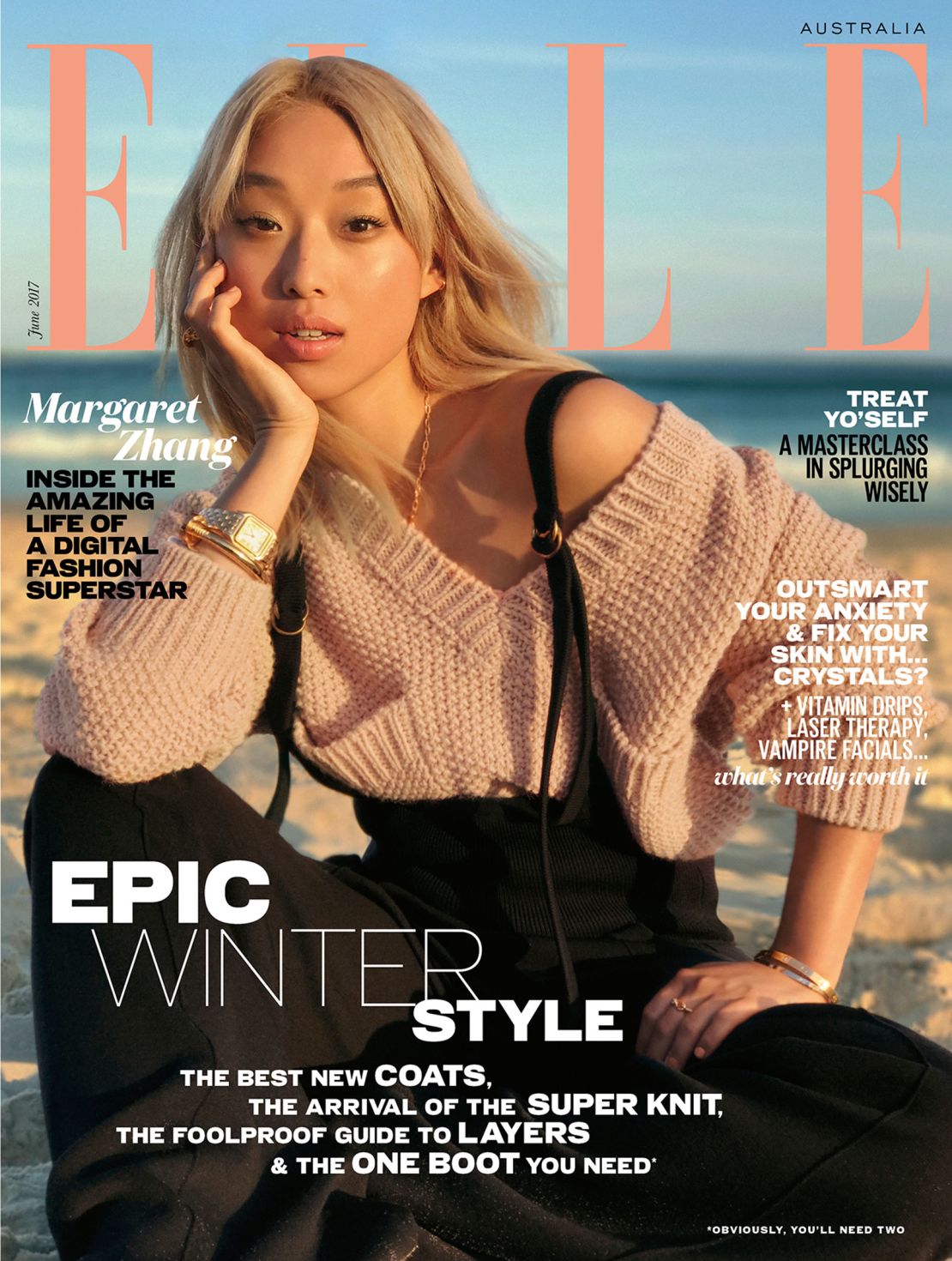 Earlier this year, Zhang featured on the cover of Elle Australia. This image was shot entirely on an iPhone, by photographer Georges Antoni. 