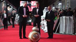 LONDON, ENGLAND - DECEMBER 12: (L-R) Prince William, Duke of Cambridge and Prince Harry attend the European Premiere of 'Star Wars: The Last Jedi' at Royal Albert Hall on December 12, 2017 in London, England.  (Photo by Eddie Mulholland - WPA Pool/Getty Images)