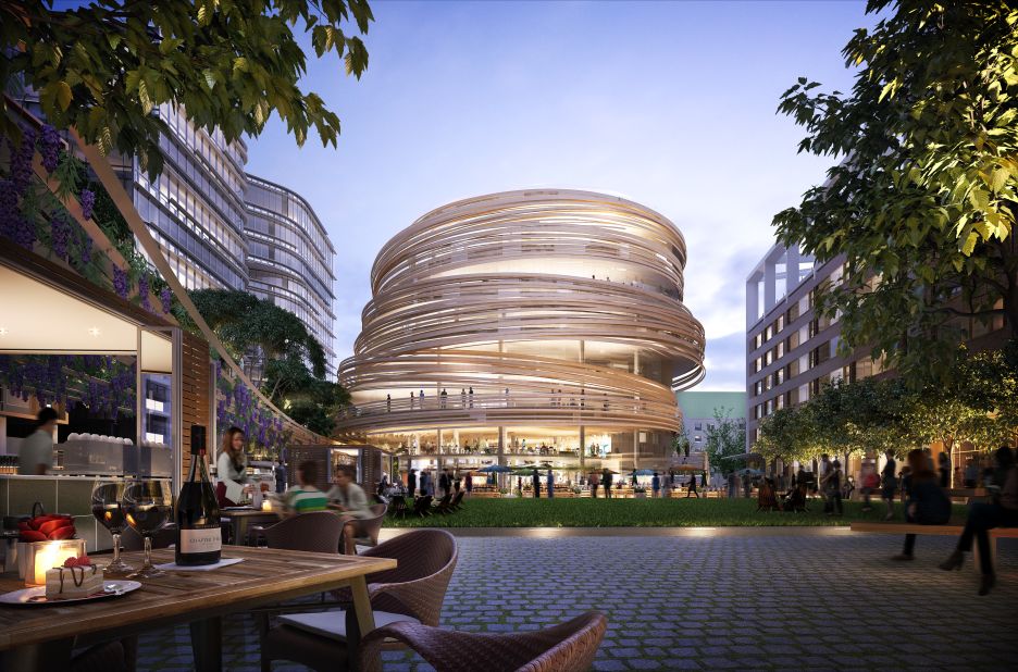 The flagship building of Darling Square, a new development being built on Sydney's waterfront. 