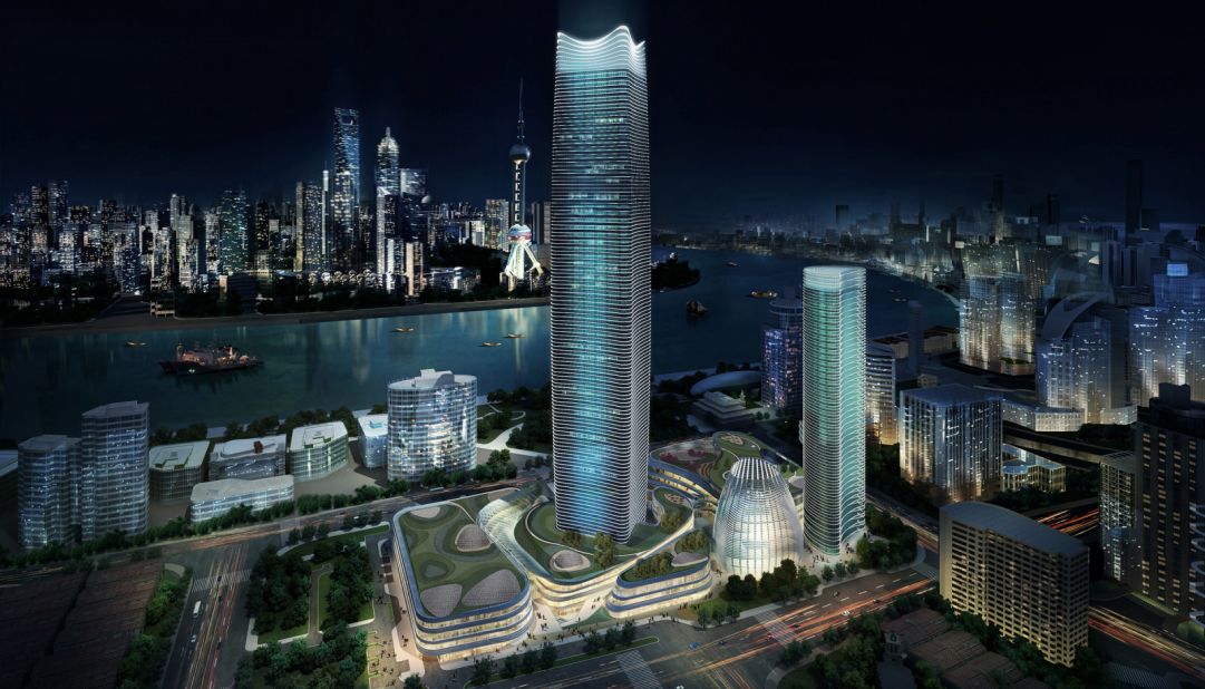 The newly completed White Magnolia Plaza is now Shanghai's fifth 'supertall' skyscraper, a term used to describe buildings over 300 meters in height.