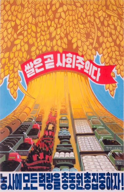 The posters often reflect the priorities of the North Korean government, encouraging citizens to rally around a certain cause.