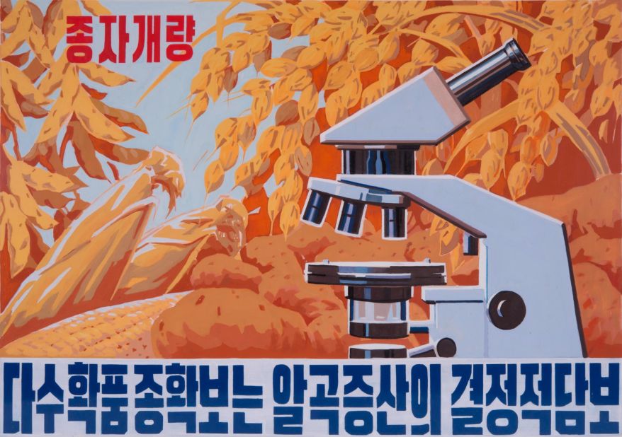 Featuring a microscope and a selection of foodstuffs, this poster shows "changes in crops and practices becoming more efficient," according the director of the University Museum and Art Gallery in Hong Kong, Florian Knothe.