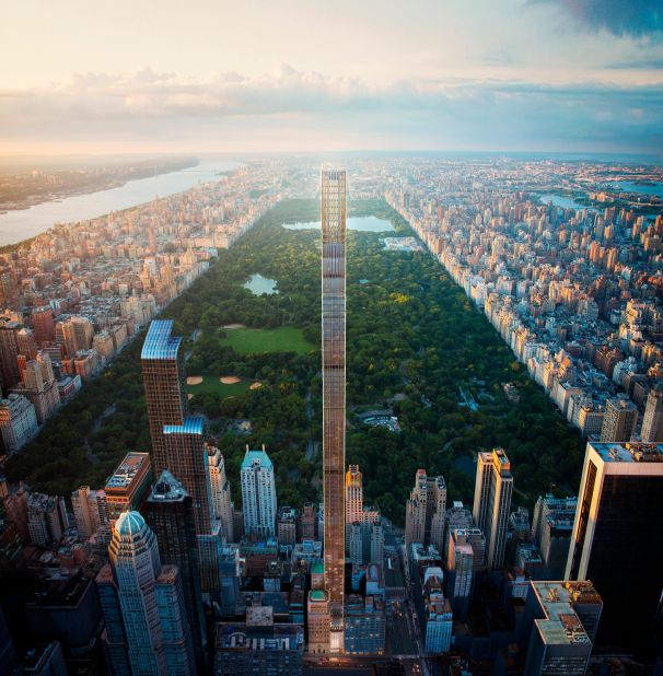 Known as the Steinway Tower, 111 West 57th Street is a 1,428-foot-tall skinny skyscraper with a bronze and terracotta facade. It is being built with projections of occupancy for early 2019. 