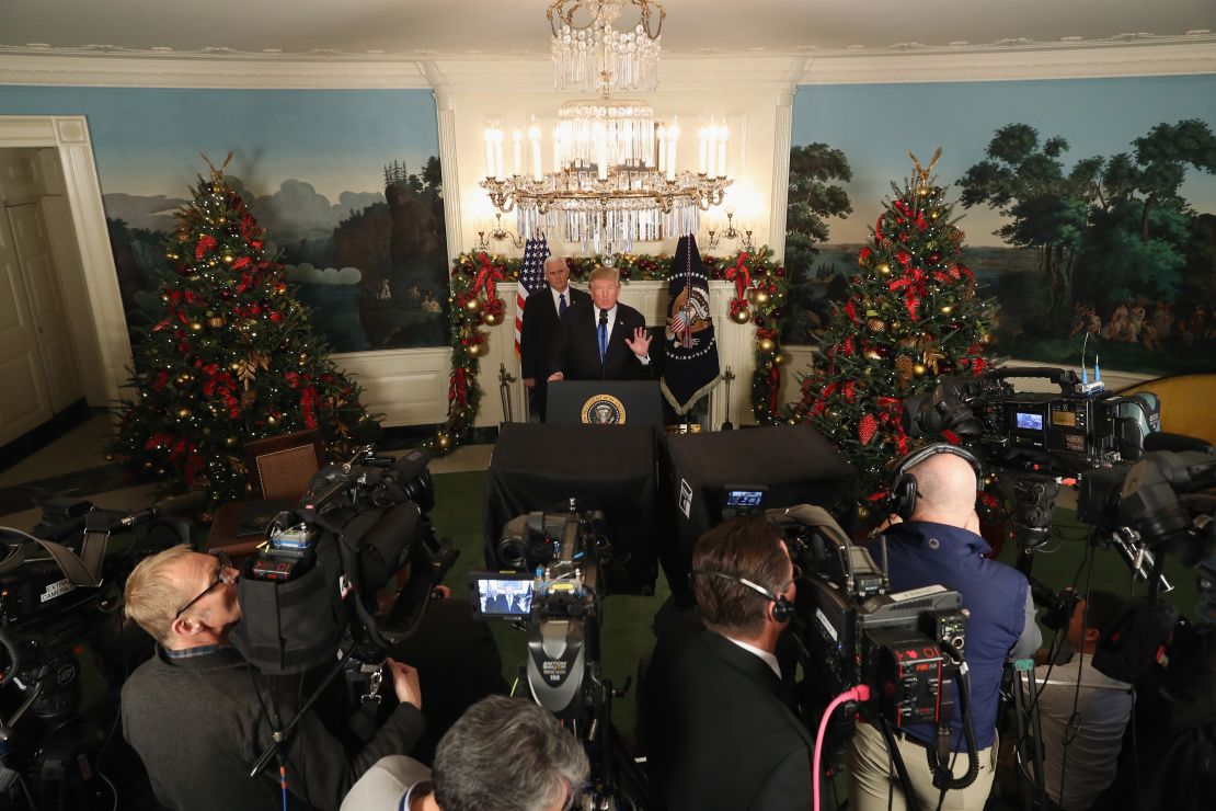 Serious WH speeches in front of Christmas decorations CNN Politics