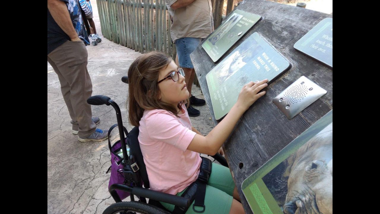Avery can't read, but she's active and engages with every environment she encounters, like this day at the Houston Zoo.