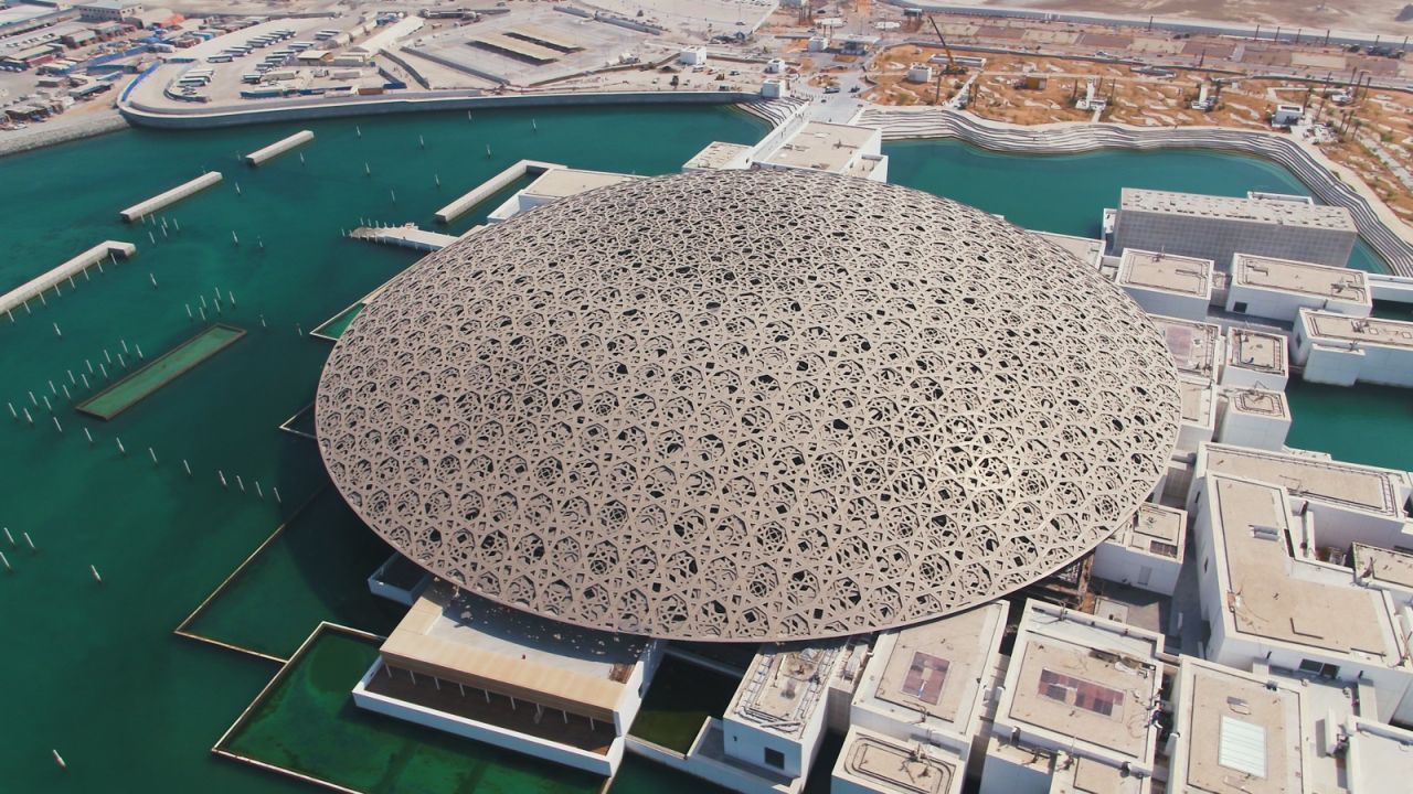 <strong>Louvre Abu Dhabi -- Saadiyat Island: </strong>This art museum looks like a floating dome from afar, thanks to its structure created by Pritzker Prize-winning French architect Jean Nouvel.