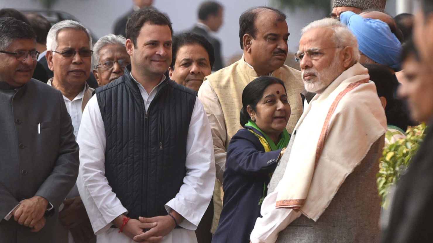 Prime Minister Narendra Modi (right), and Rahul Gandhi (center left), together last year in New Delhi. 