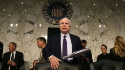 WASHINGTON, DC - JULY 21:  Chairman John McCain (R-AZ) arrives at US Army Gen. Mark A. Milley Senate Armed Services Committee confirmation hearing on Capitol Hill, July 21, 2015 in Washington, DC. If confirmed by the US Senate Gen. Milley will become Chief of Staff of the Army.  (Photo by Mark Wilson/Getty Images)