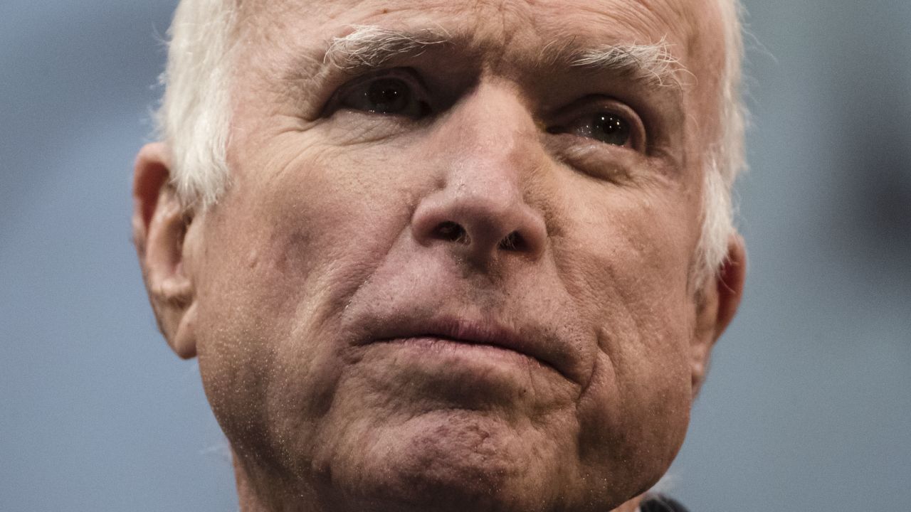 Sen. John McCain, R-Ariz., speaks after he received the Liberty Medal from the National Constitution Center in Philadelphia, Monday, Oct. 16, 2017. The honor is given annually to an individual who displays courage and conviction while striving to secure liberty for people worldwide. (AP Photo/Matt Rourke)