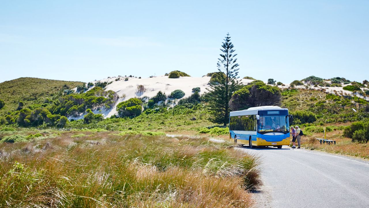 <strong>Bike and Bus service: </strong>The island has a "Bike and Bus" service -- cycles can be left at any bus stop and tuckered out riders can hitch a ride back to the settlement.