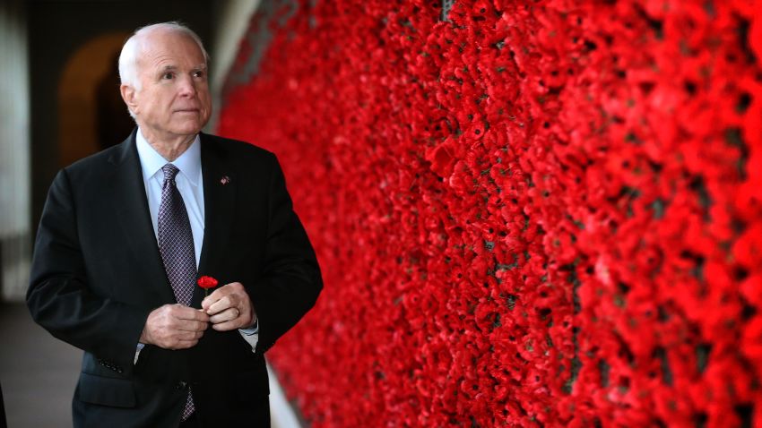 MAY 29, 2017: CANBERRA, ACT - (EUROPE AND AUSTRALASIA OUT) U.S. Senator John McCain looks at the Roll of Honour after the Last Post Ceremony at the Australian War Memorial in Canberra, Australian Capital Territory. (Photo by Kym Smith/Newspix/Getty Images)
